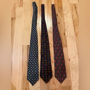 Bill Blass Geometric Patterned Ties - Blue, Red, Brown